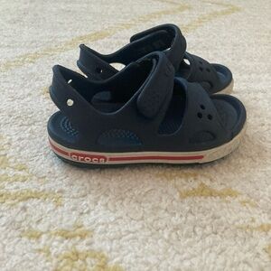 CROCS Kids Navy Sandals with Red Stripe